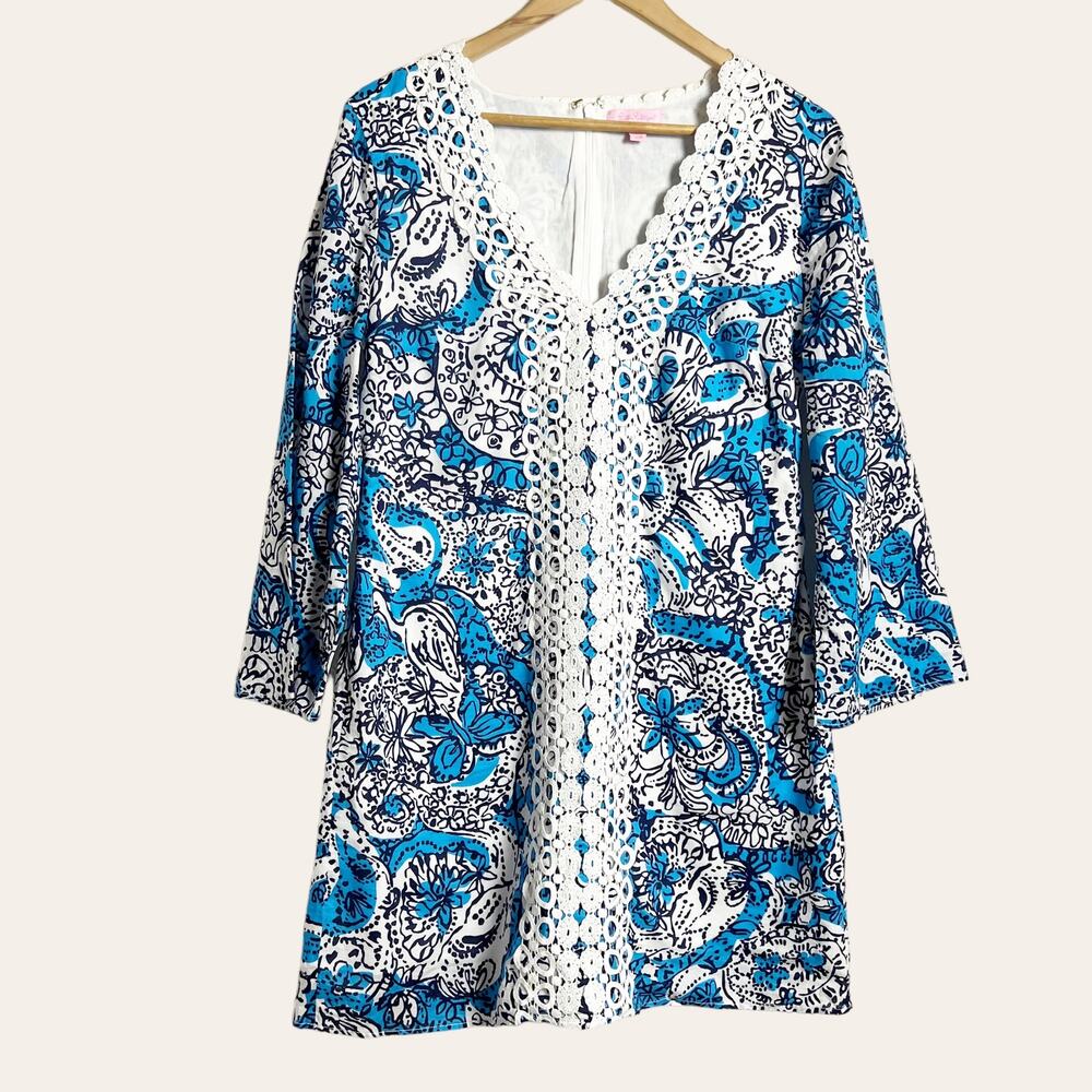 Lilly Pulitzer Blue Embroidered Brooke Tunic Dress Size M